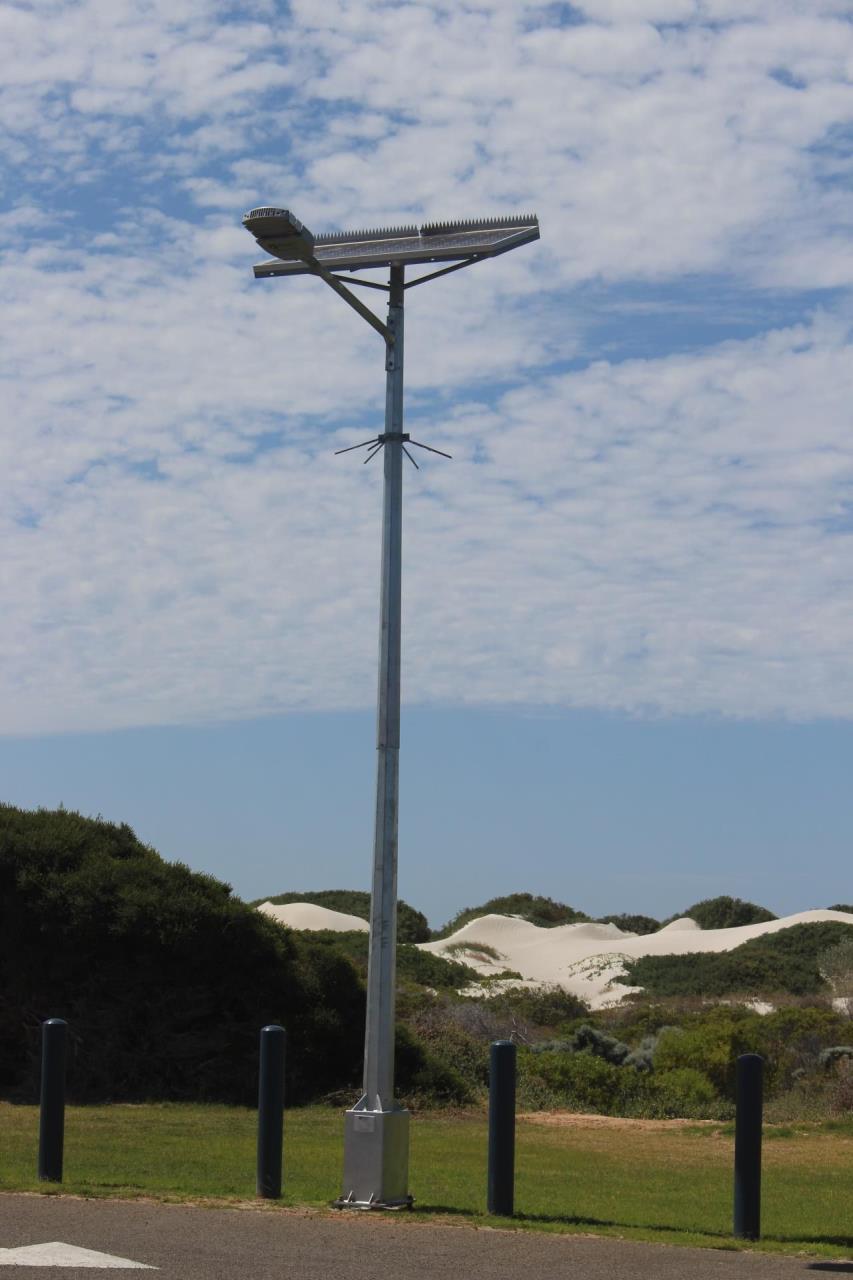 Solar powered light at Point Moore