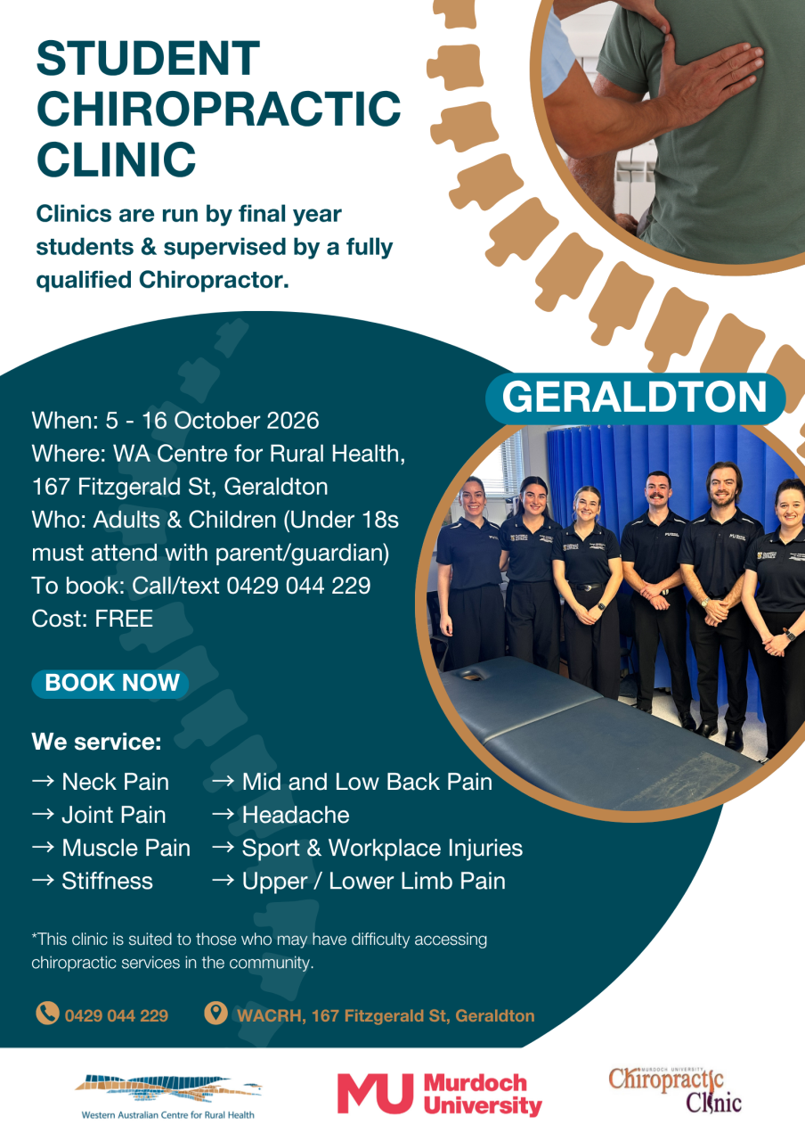 Student Chiropractic Clinic poster Geraldton