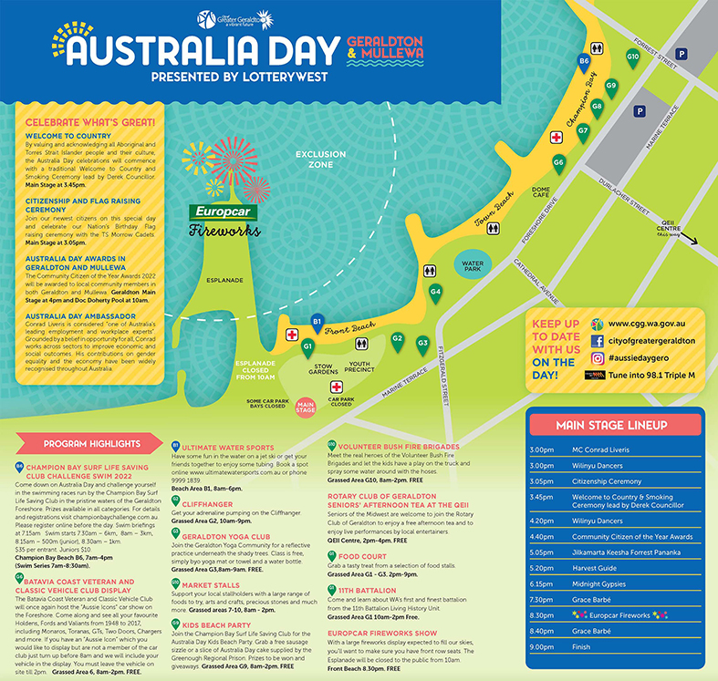 Australia Day 2022 Geraldton Event Map 