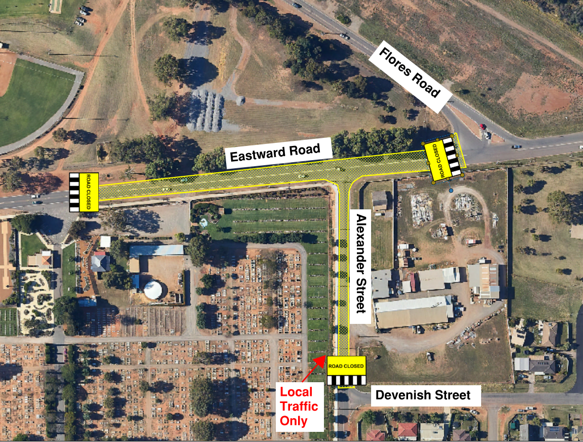 Site map of road closure