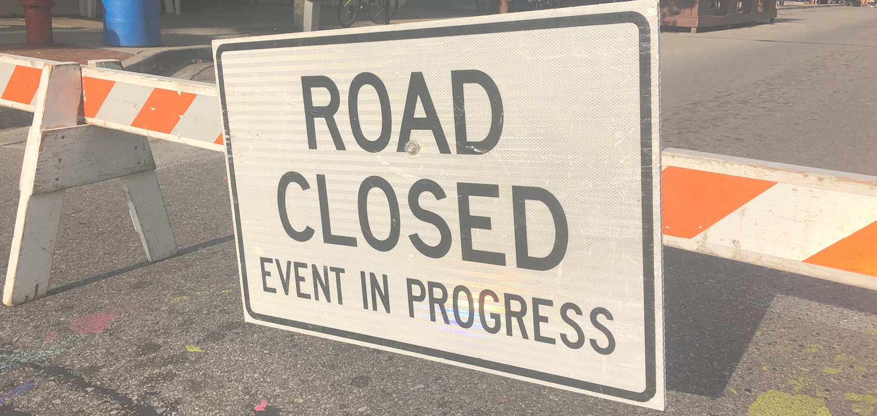 Road closed for event sign