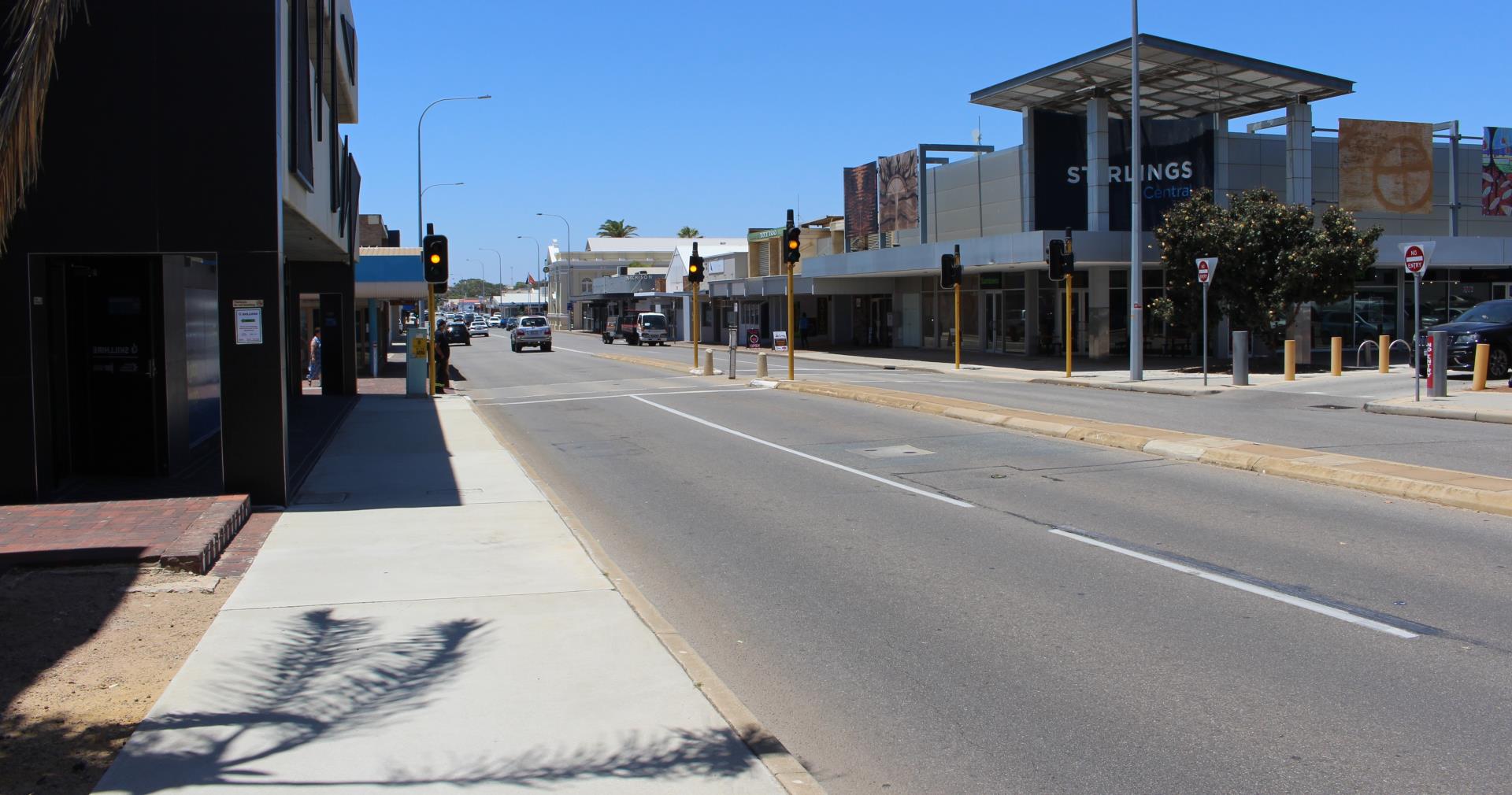 A part of Chapman Road that will be activated in a 12 month long pilot project to turn the street into a place for people and not just cars.