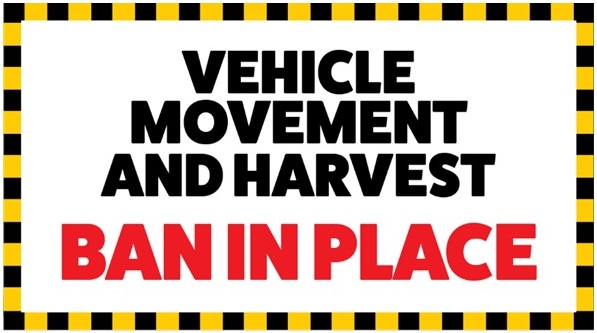 Harvest Movement Ban sign