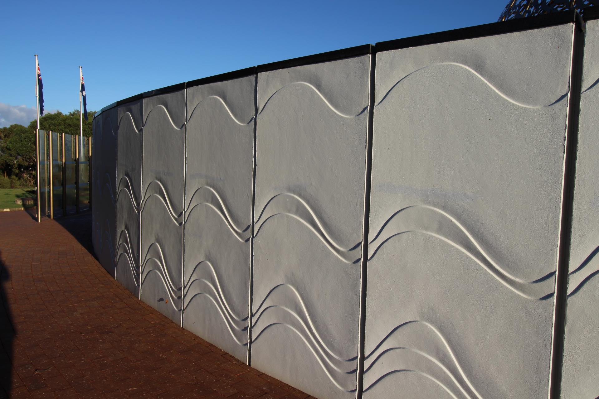 Wave lines features on the Memorial wall