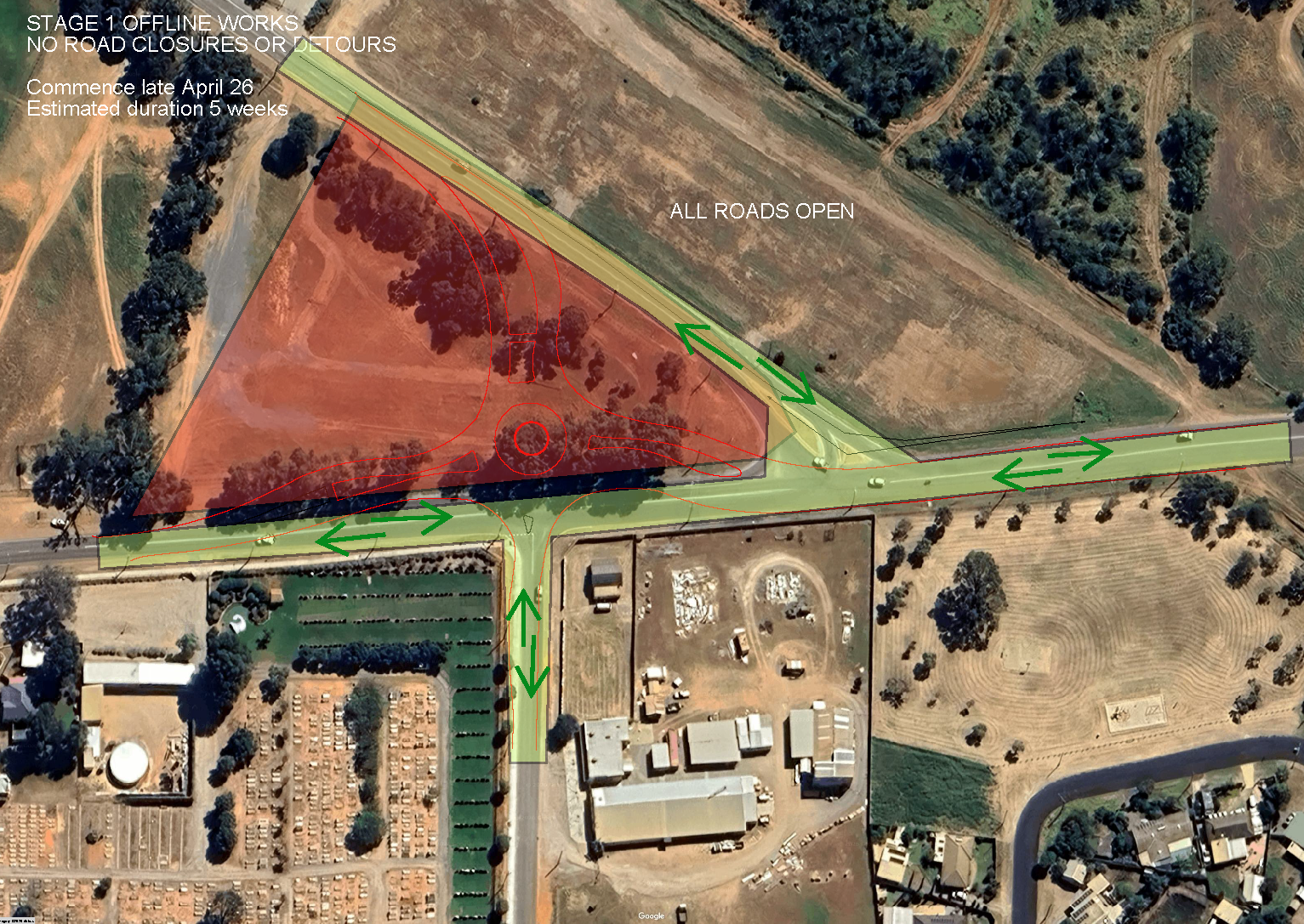 Aerial map of stage one works