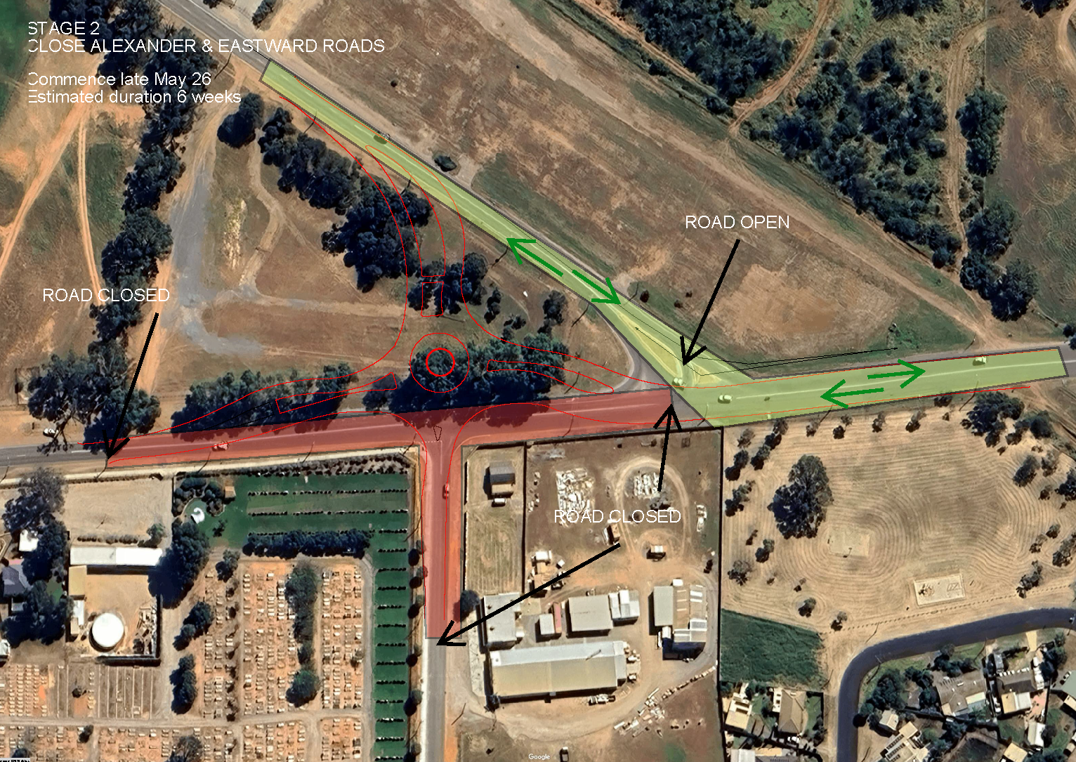 Closure of Eastward Road and Alexander Street intersection