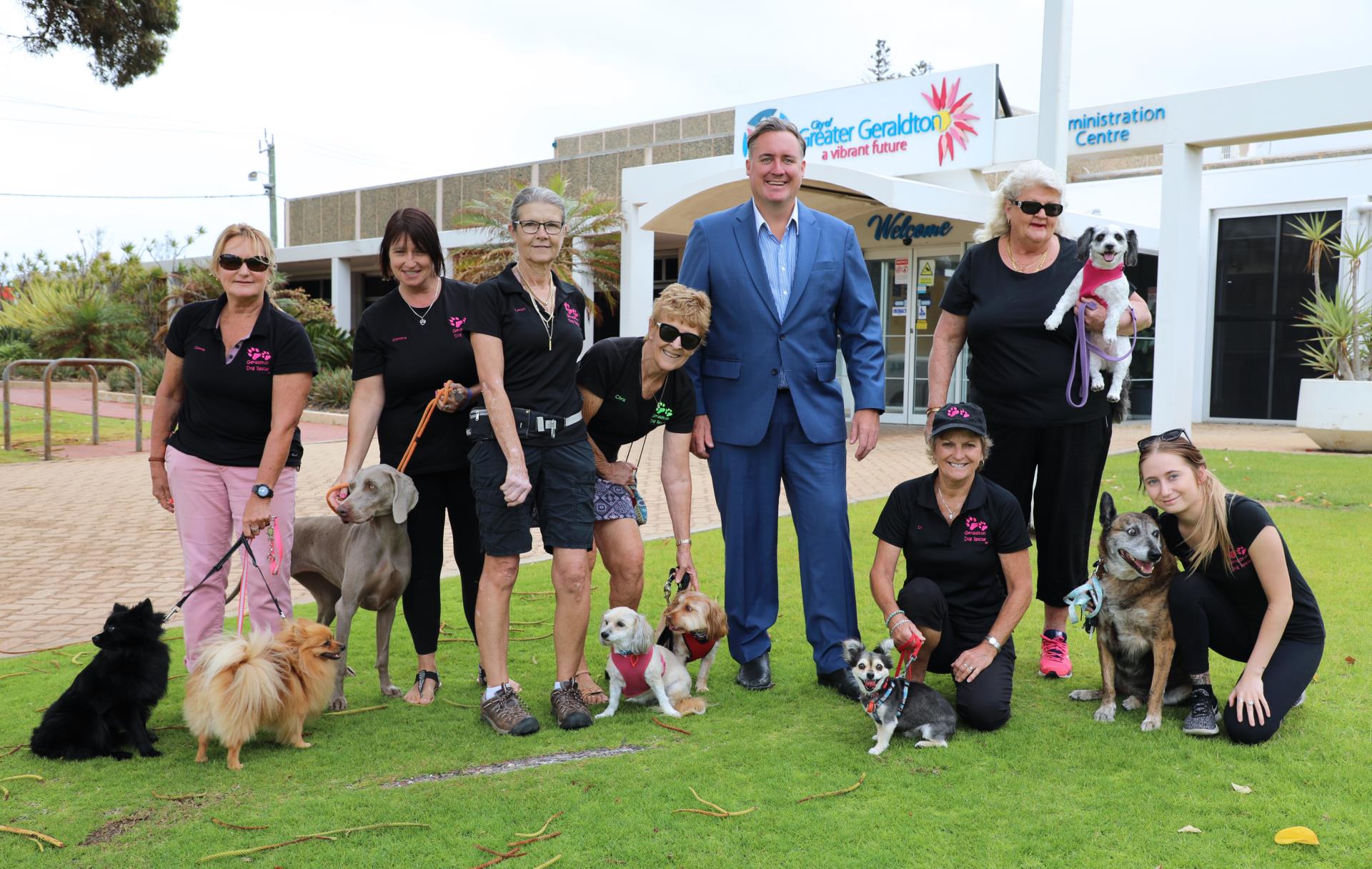 City of Greater Geraldton Mayor Shane Van Styn with one of the successful groups Geraldton Dog Rescue. 