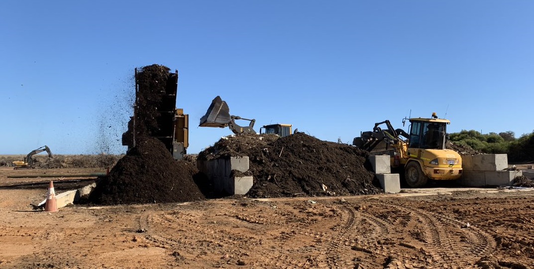 FOGO waste being turned into compost at the Meru Waste Facility.