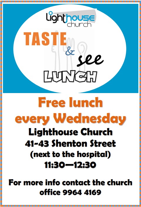 Lighthouse Chuch free lunch flyer 
