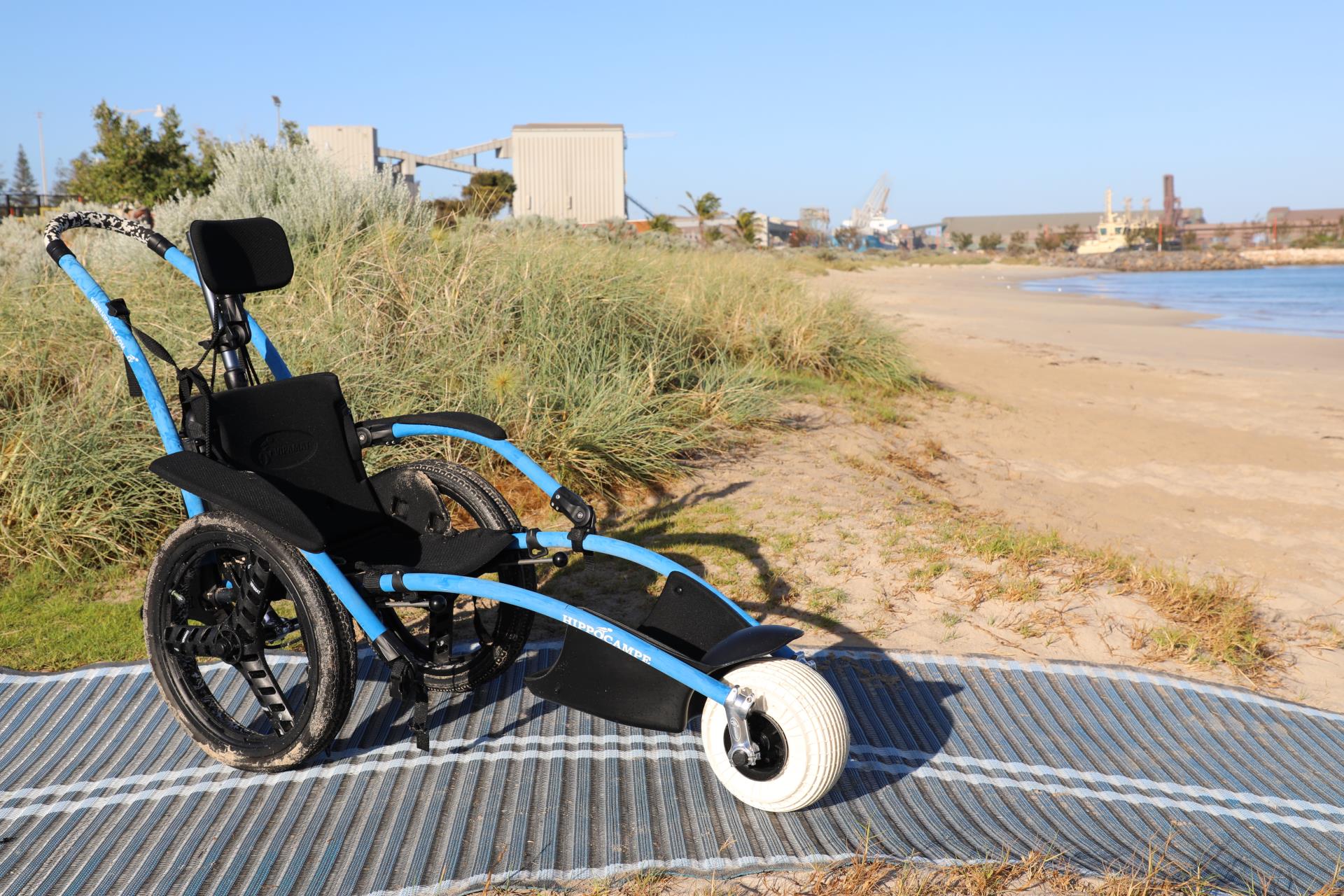 One of the beach wheelchairs available to loan