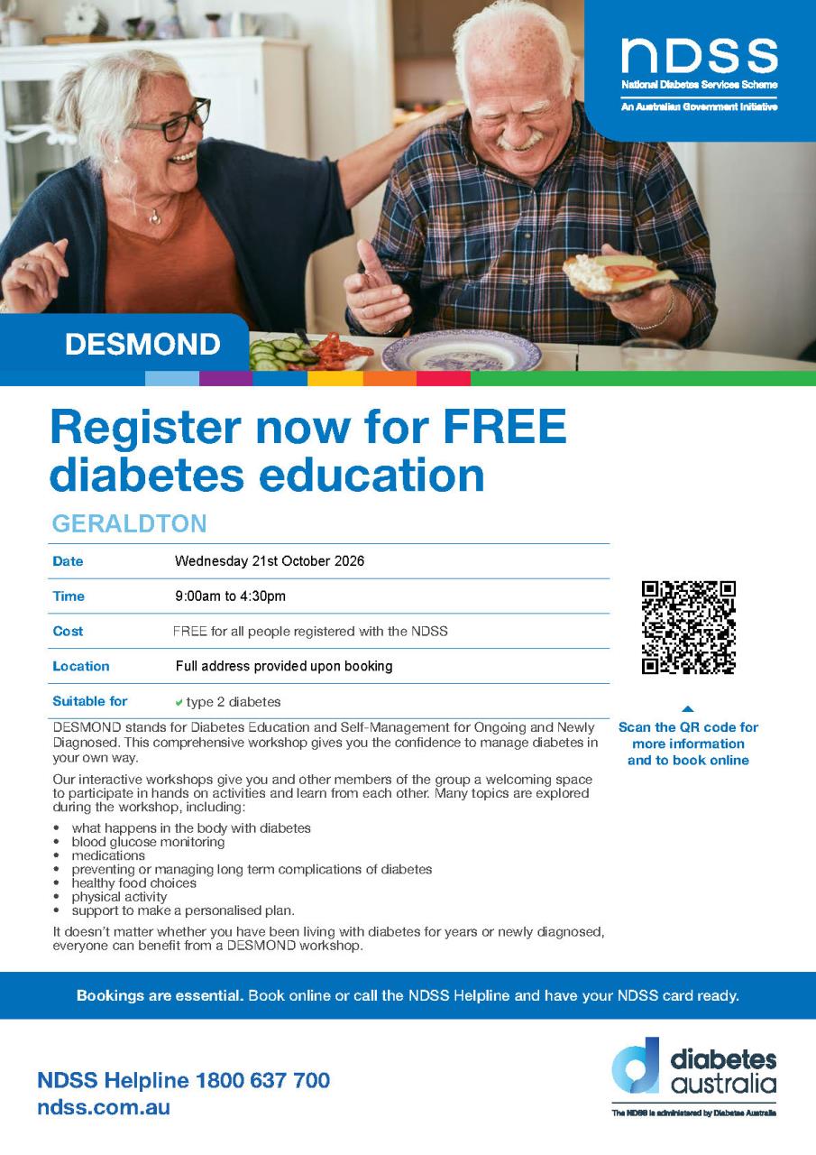 FREE diabetes education in Geraldton