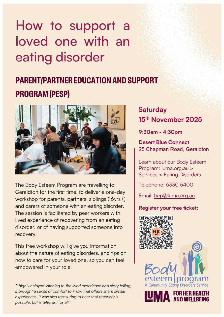 One Day Workshop: Caring for Someone with an Eating Disorder - Geraldton