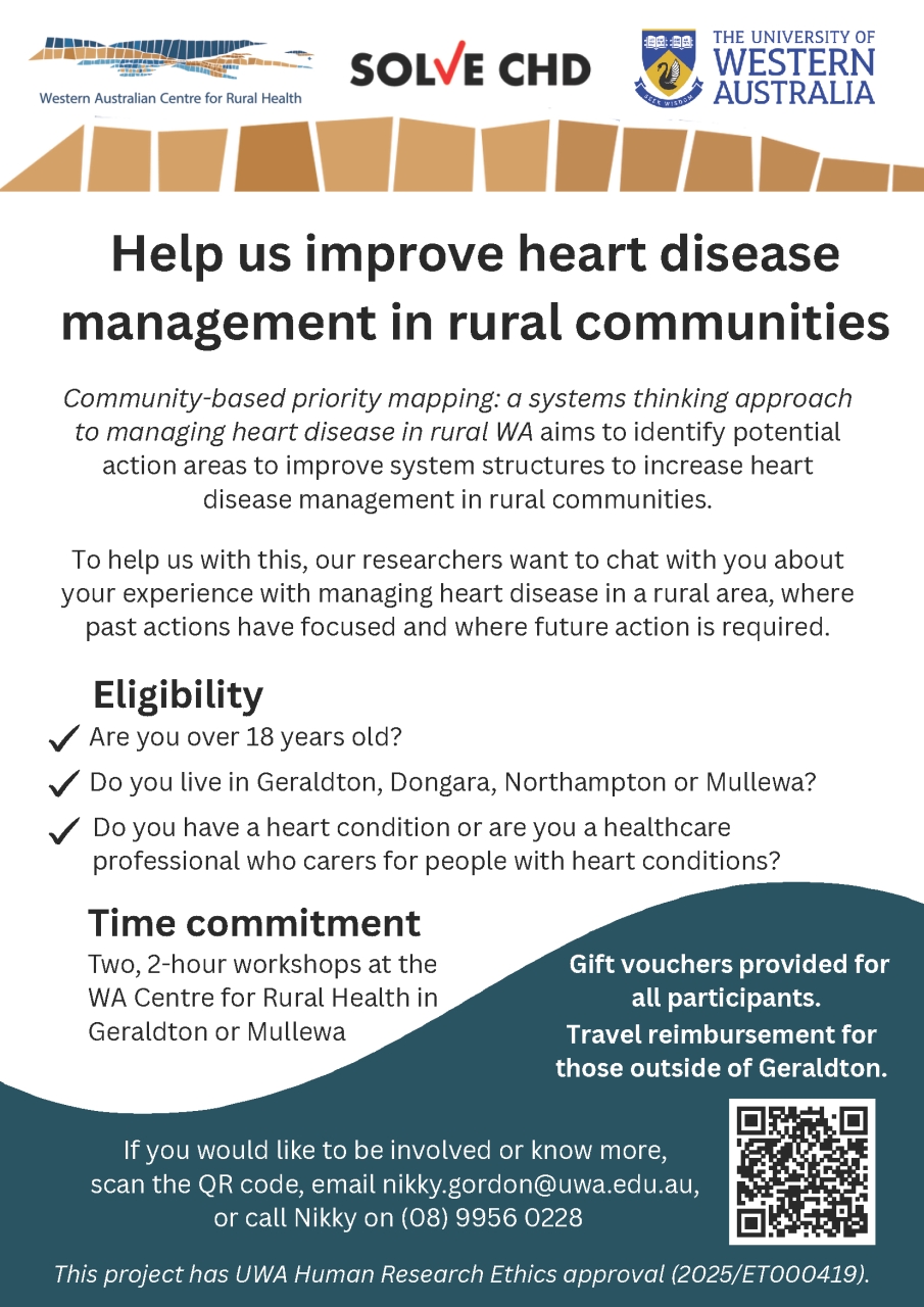 Help UWA improve heart disease management in rural communities