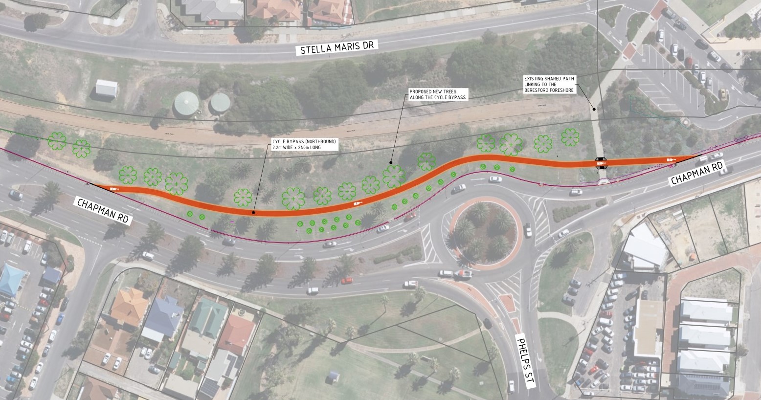 Construction begins on Chapman Road/Phelps Street roundabout bicycle bypass
