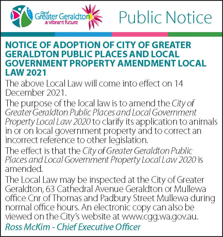 7x2 Public Notice Adoption of Public Places Local Law